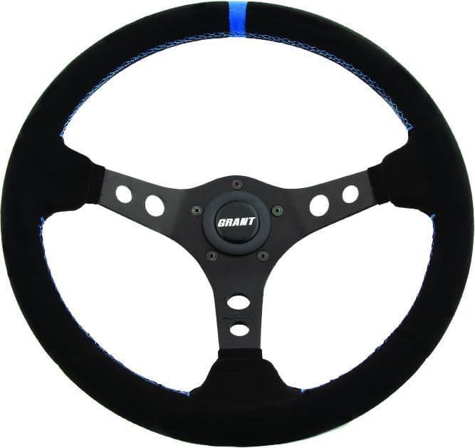 59FV-GRANT-INTER-696 694 Suede Series Steering Wheel - Black/Blue