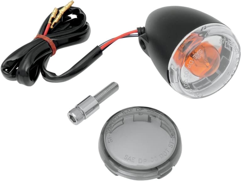 249A-DRAG-SPECIA-20200417 Universal Turn Signal Light - Front - Matte Black with Smoke Lens