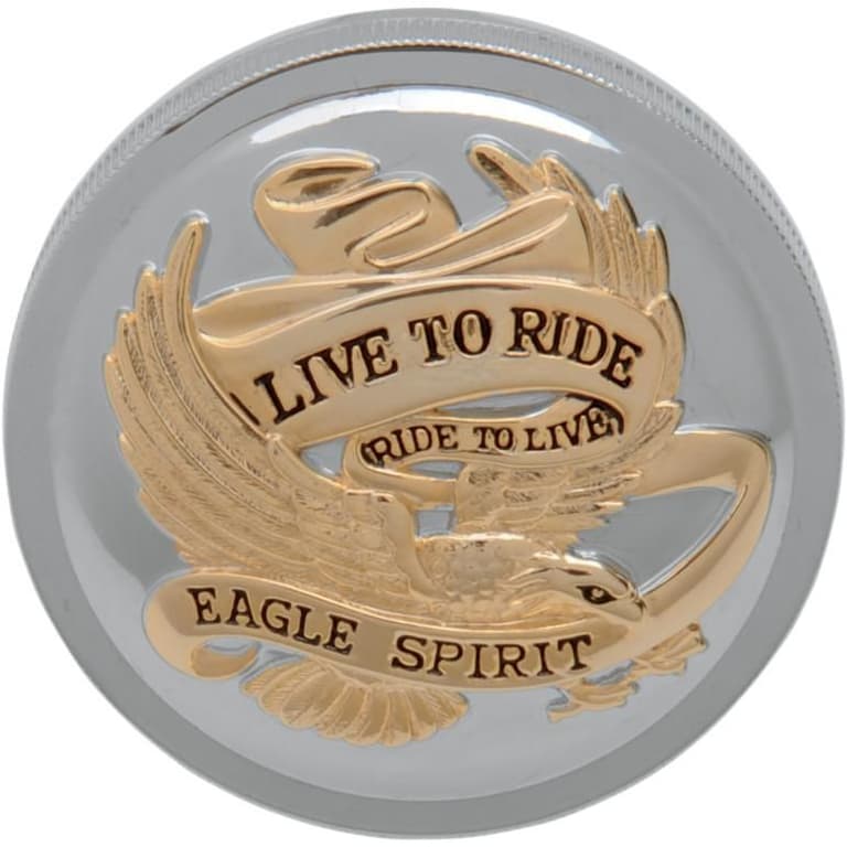3BXR-DRAG-SPECIA-DS390147 Gas Cap - Vented Live To Ride - Chrome with Gold