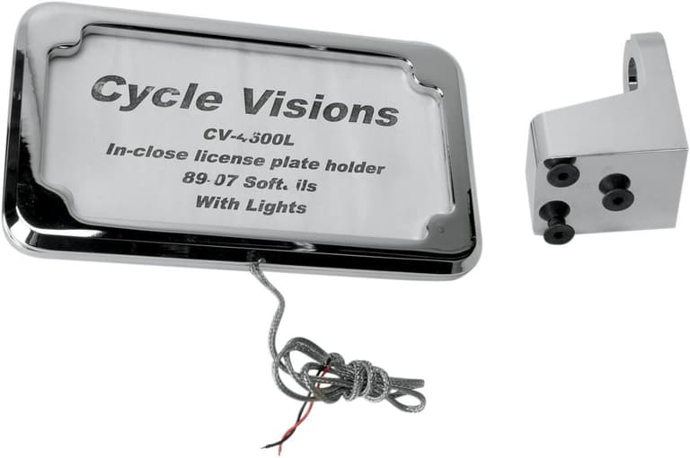 24S1-CYCLE-VISIO-CV-4600L Vertical License Plate Mount with Light - '86-'07 ST - Chrome