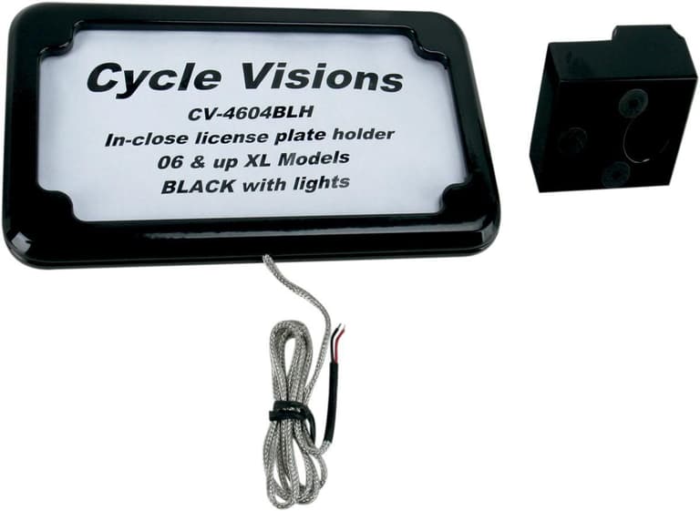 24T5-CYCLE-VISIO-CV4604BLH Horizontal License Plate Mount with Light - '05+ XL - Black