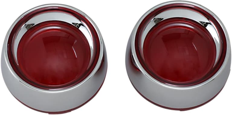 245I-KURYAKYN-2109 Deep Dish Bezels - Chrome/Red Lens