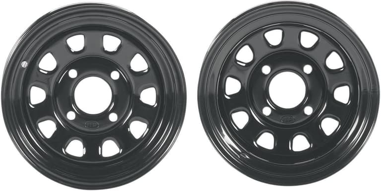885-ITP-1221753014 Delta Steel Wheel - Front/Rear - Black - 12x7 - 4/110 - 4+3