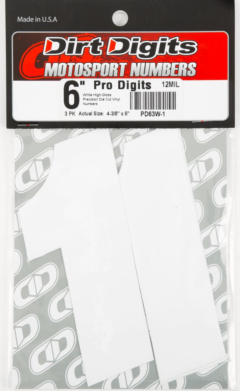 8AG0-DIRT-DIGITS-SX63W-1 Super X Competition Stick-On 6in. White Number - 1