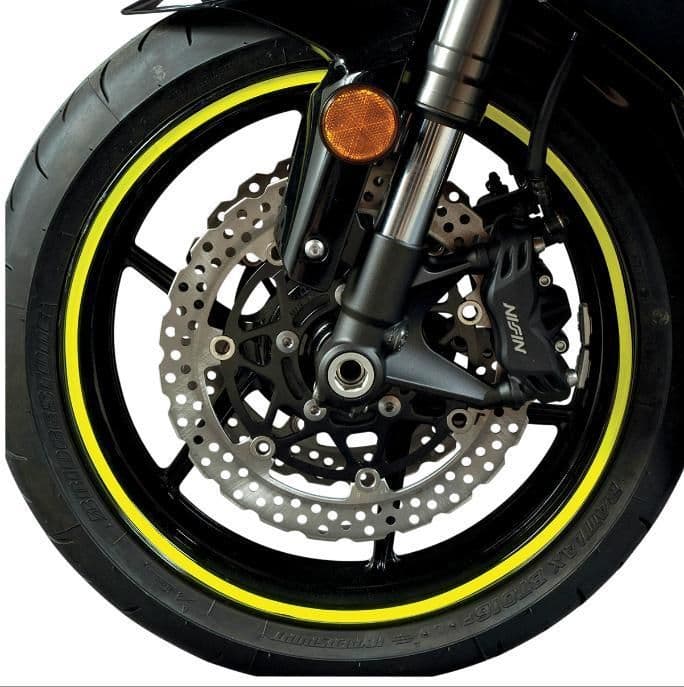 2ZTR-FLU-DESIGNS-60606 Sport Bike Wheel Trim Decal Kit - Flourescent Yellow