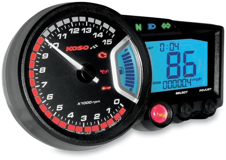 2A6P-KOSO-NORTH-BA015B10 RX-2N GP-Style Speedometer - 0-10,000 rpm