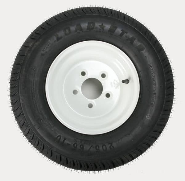 26AV-KENDA-3H390 Trailer Tire/Wheel Assembly - 6-Ply Rated/Load Range C - 205/65-10 - 5 Hole Rim
