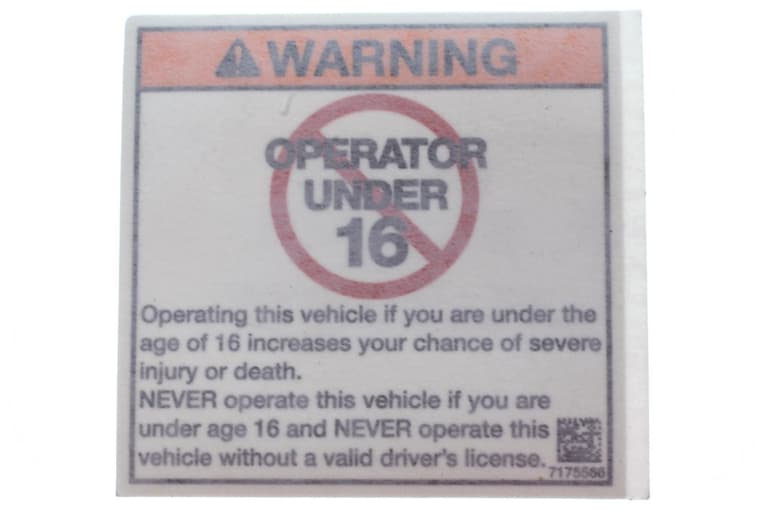 7175101 Decal, Age Warning, 16