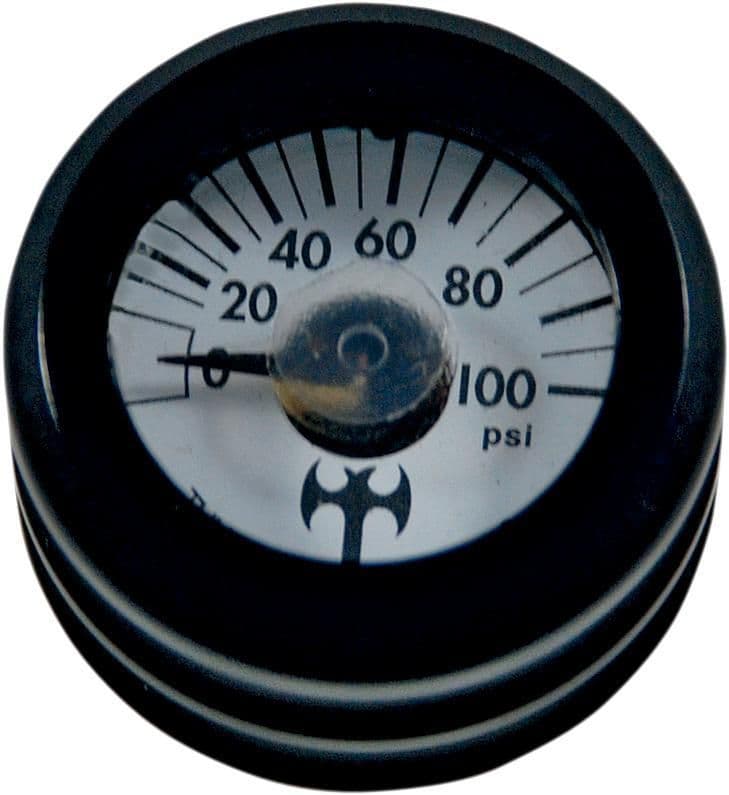 2APX-EDDIE-TROTT-TC-001B Mini Oil Pressure Gauge and Cover - Black - White Face - 3/16" W x 9/16" D