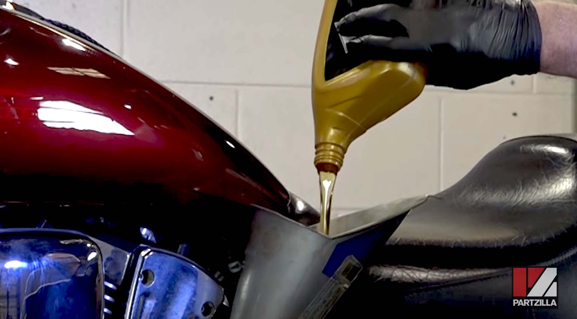 Synthetic motorcycle oil change 