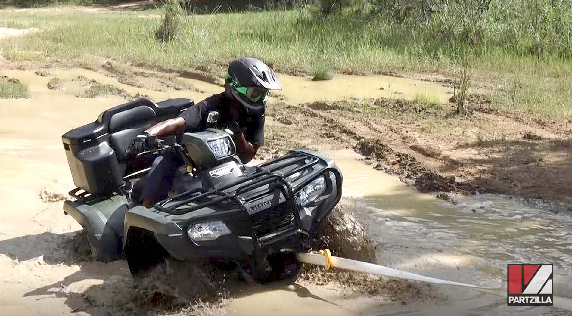 ATV stuck in mud use tow straps