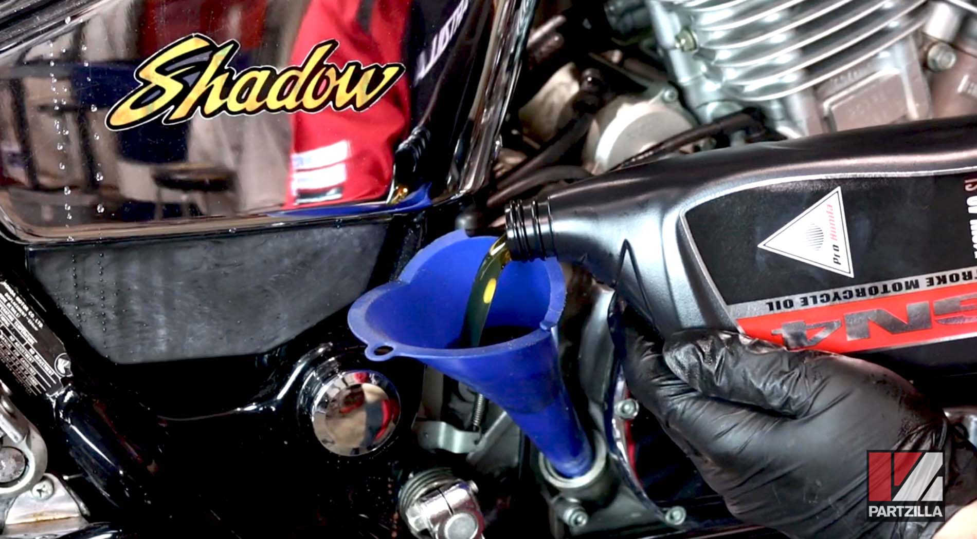 1986 Honda Shadow motorcycle oil change
