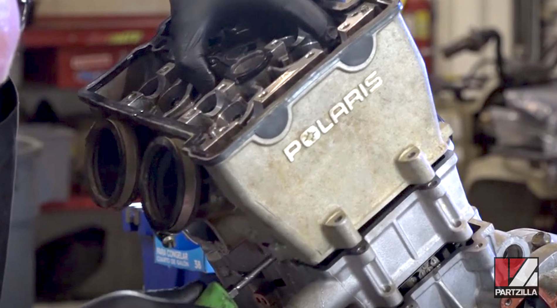 Polaris 900 side-by-side cylinder head removal