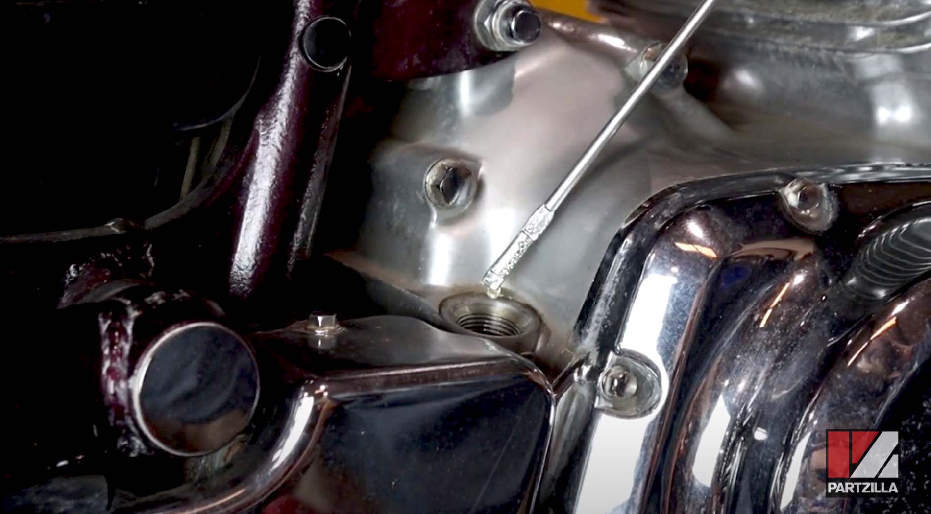 Suzuki Intruder motorcycle oil change dipstick