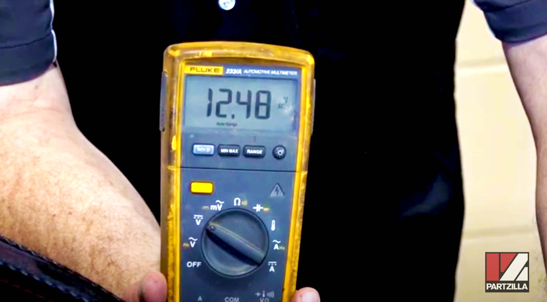 Motorcycle battery testing voltmeter
