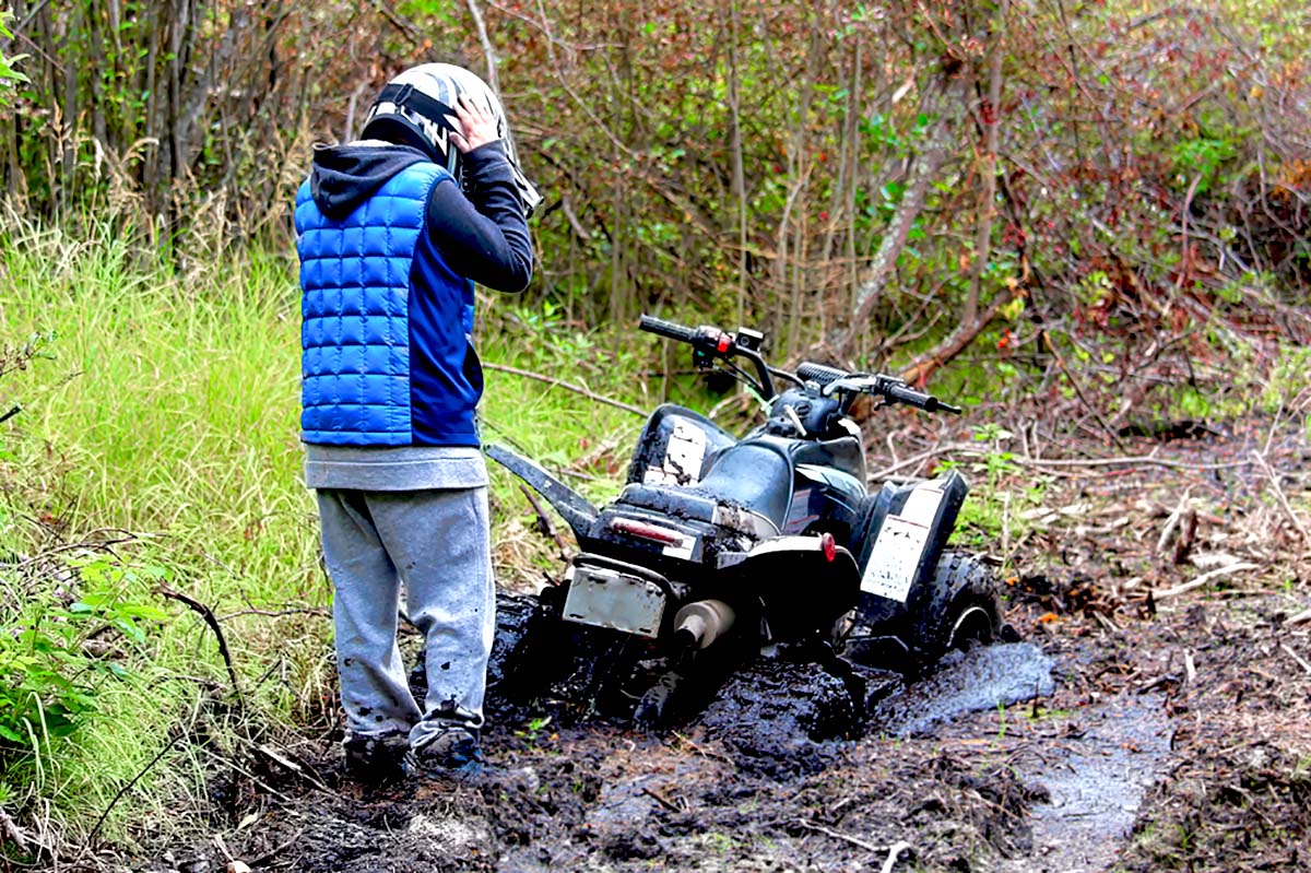 ATV stuck in the mud
