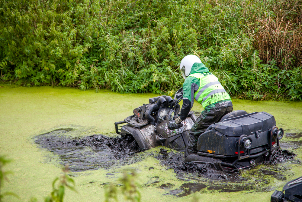 ATV submerged in water