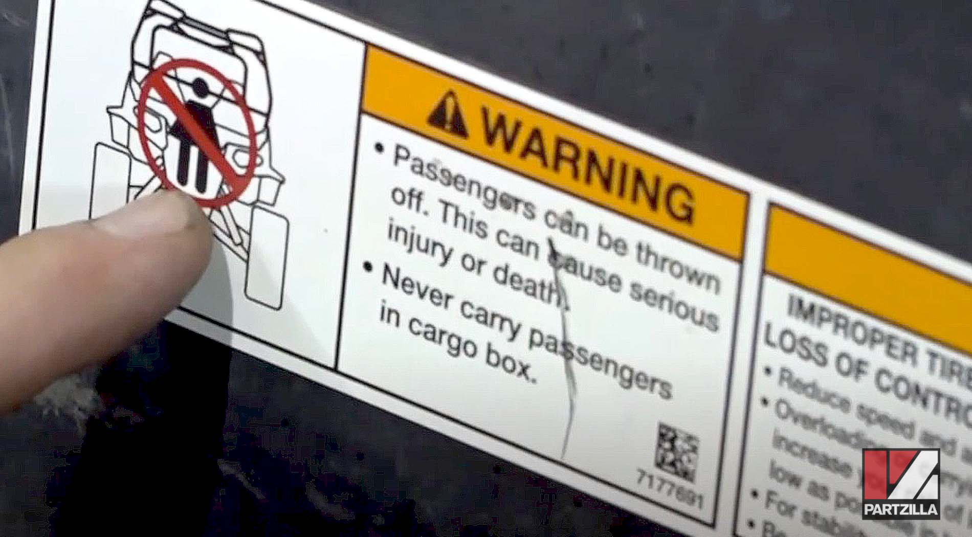 Offroad riding responsibly UTV passenger warning label
