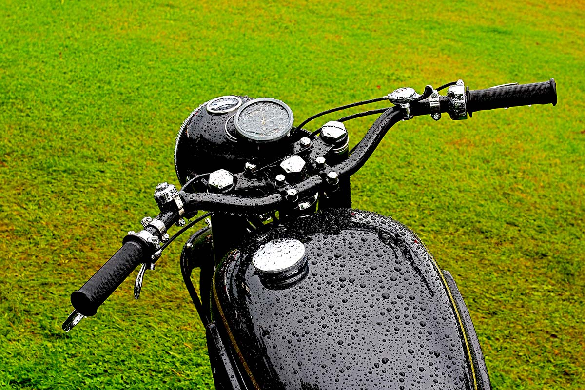 Motorcycle left in the rain