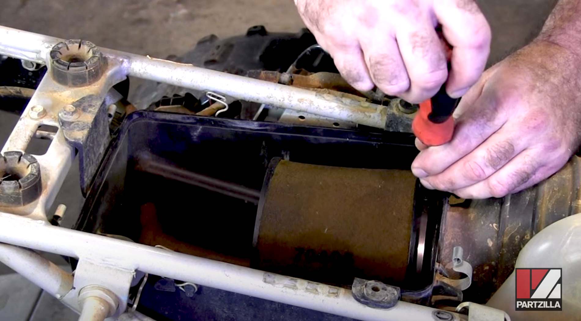 Honda ATV air filter removal 