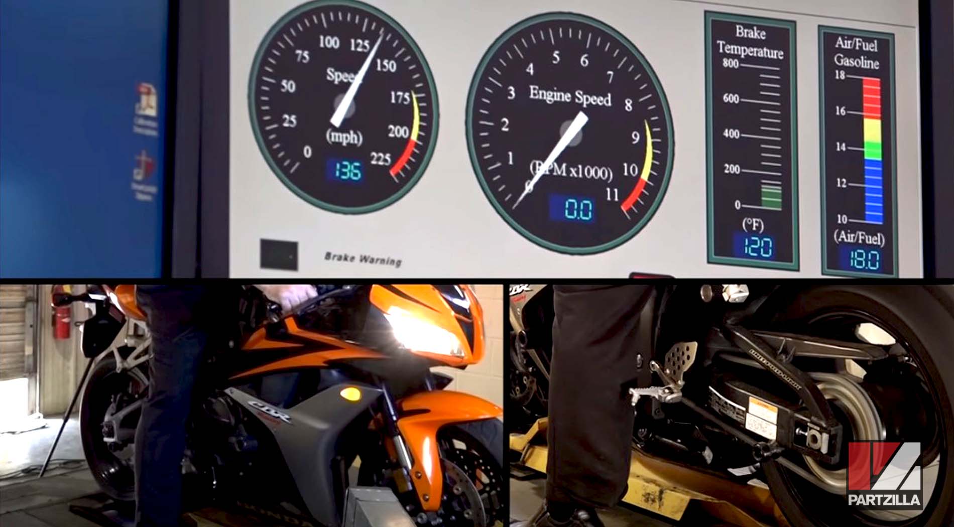 Motorcycle horsepower dyno test CBR