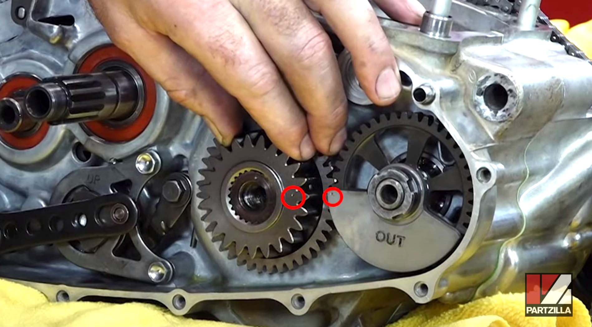 Honda CRF450 engine primary drive gear installment
