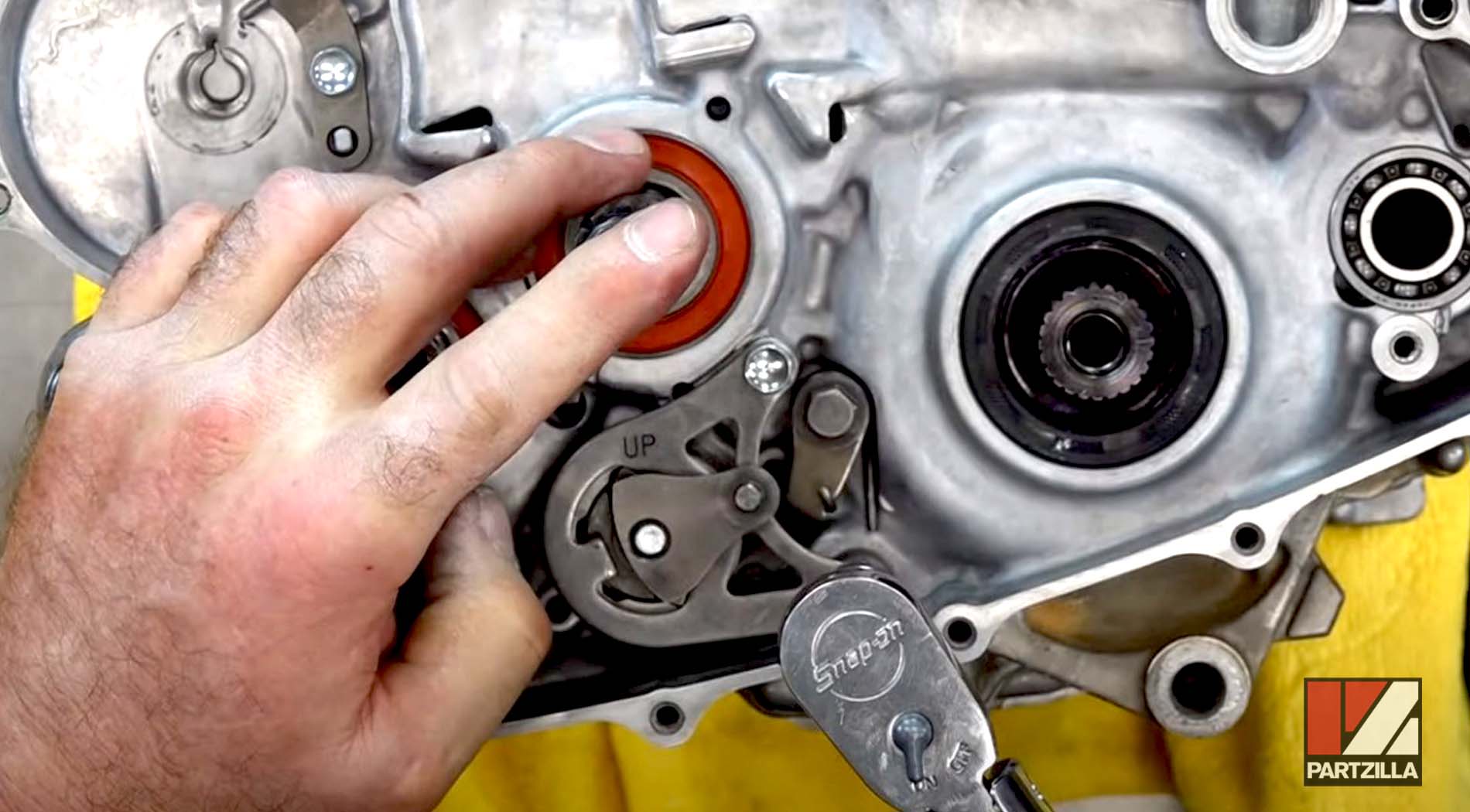 Honda CRF450 engine rebuild guide plate