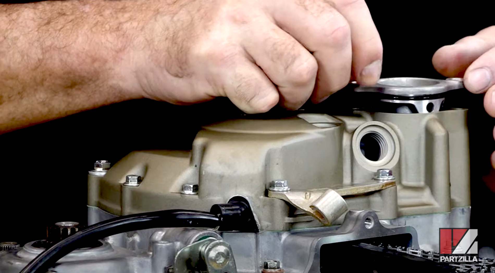 Honda CRF450 engine rebuild oil filter cover