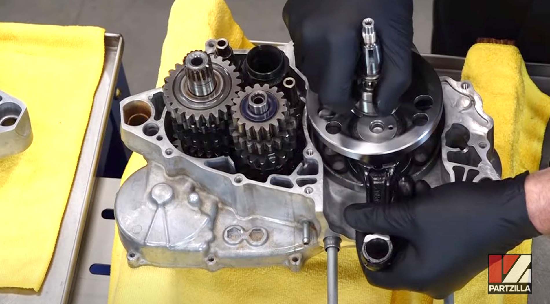 Honda CRF450 engine rebuild crankshaft installation
