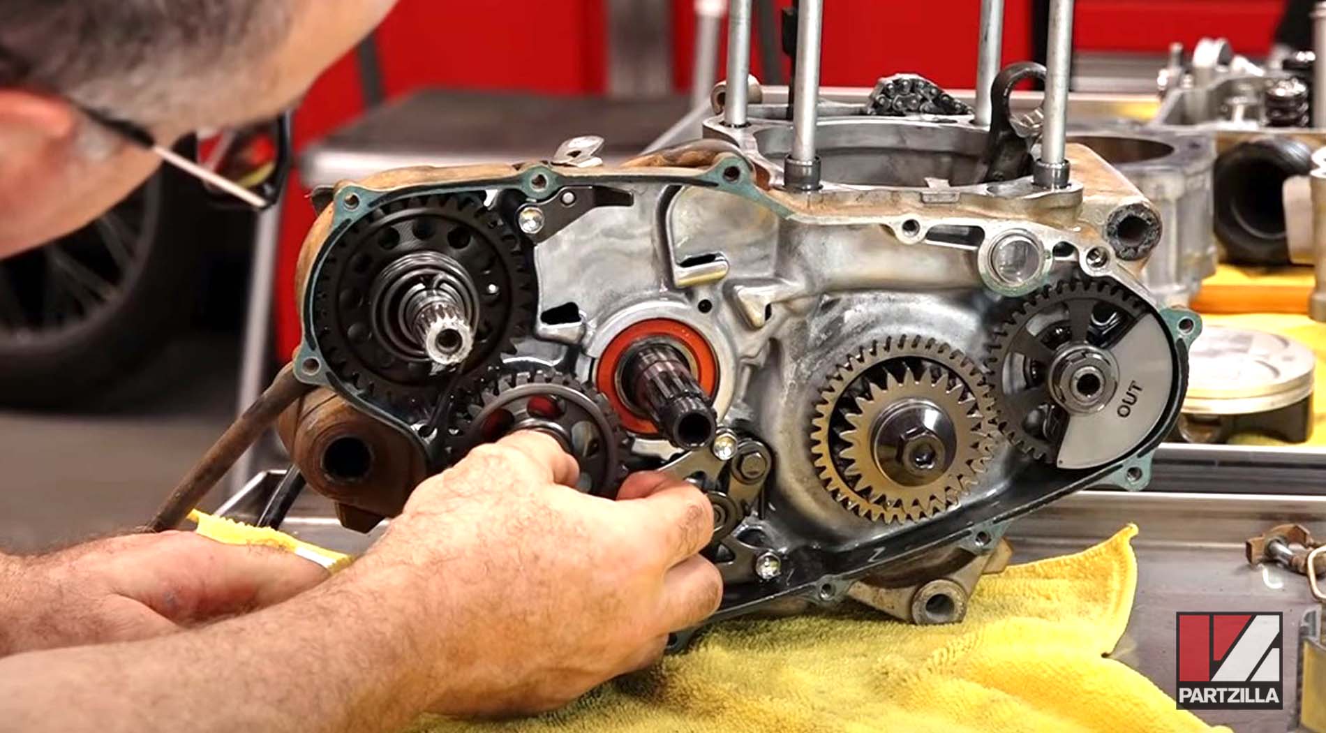 Honda CRF450 engine teardown starter gear