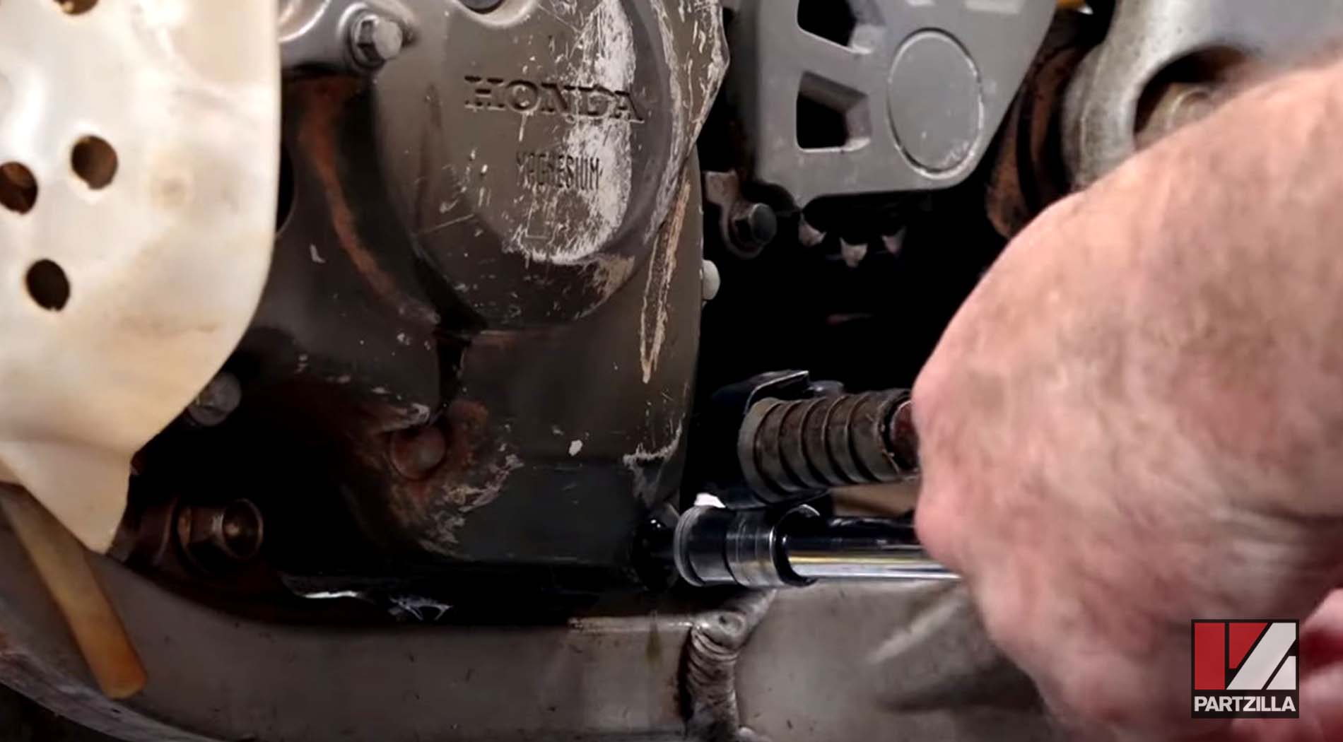 Honda CRF450 engine removal oil drain