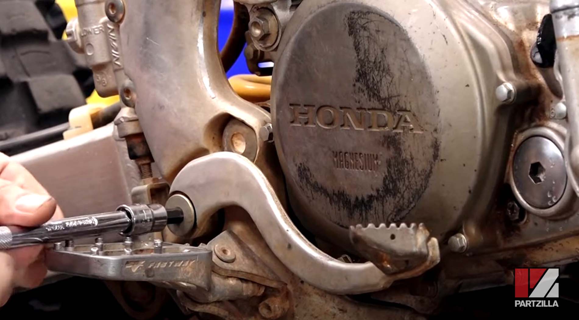 Honda CRF450 engine removal brake pedal