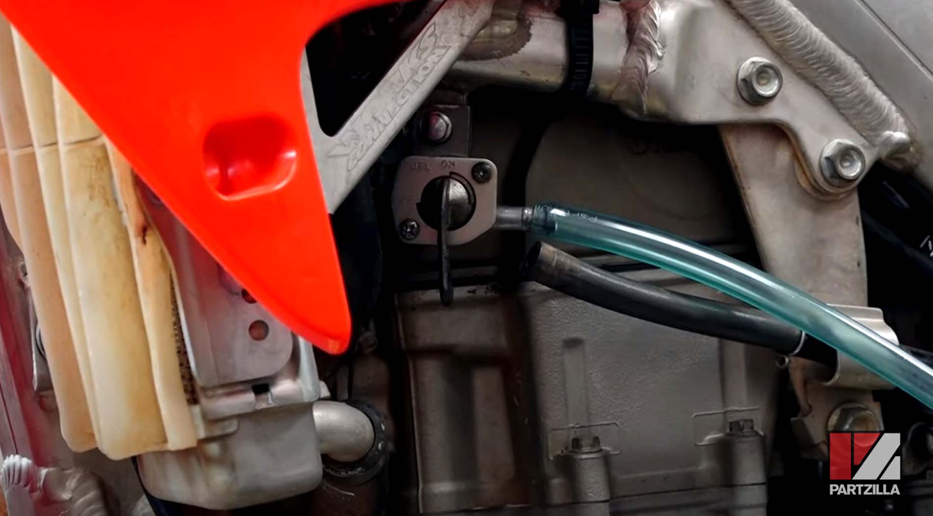 Honda CRF450 engine removal fuel drain