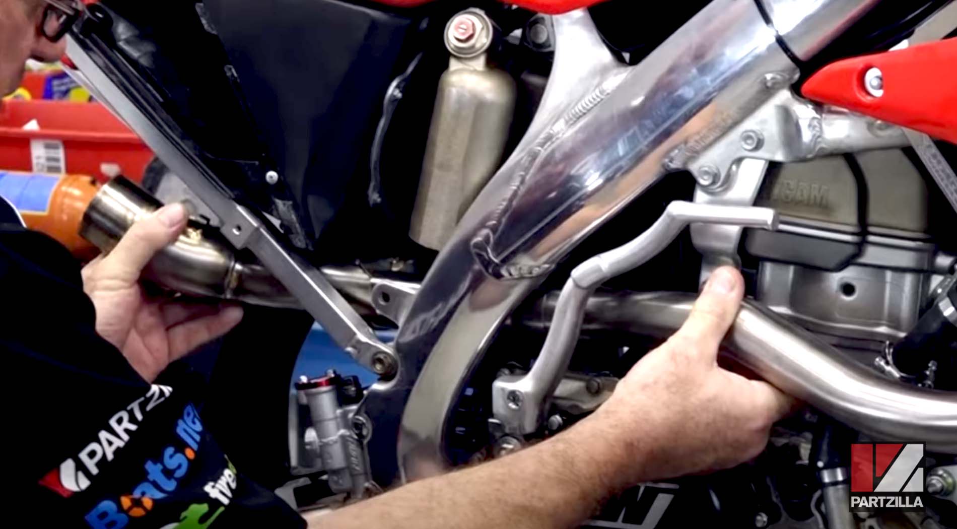 Honda CRF450 exhaust install mid-pipe