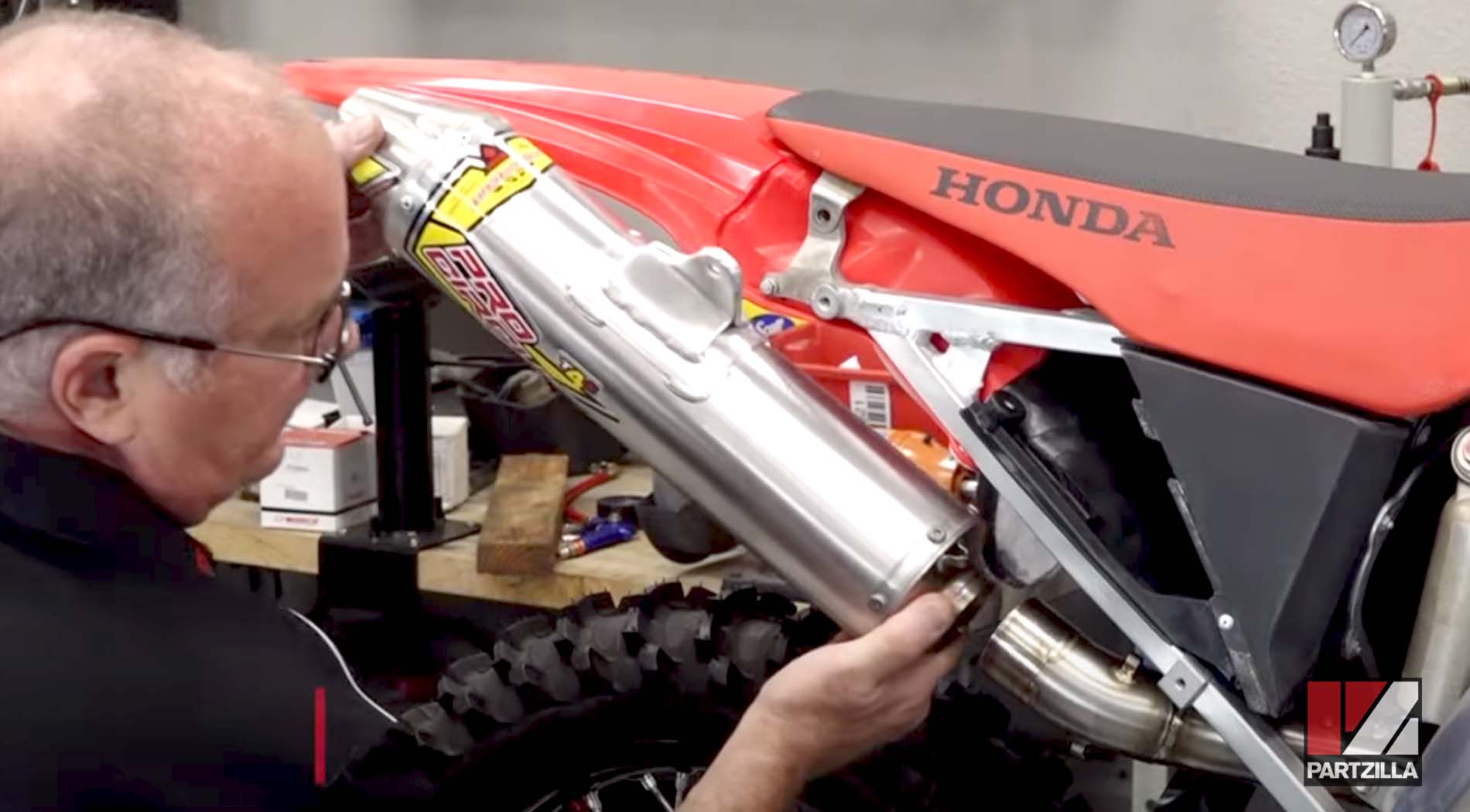 Honda CRF450 exhaust muffler install