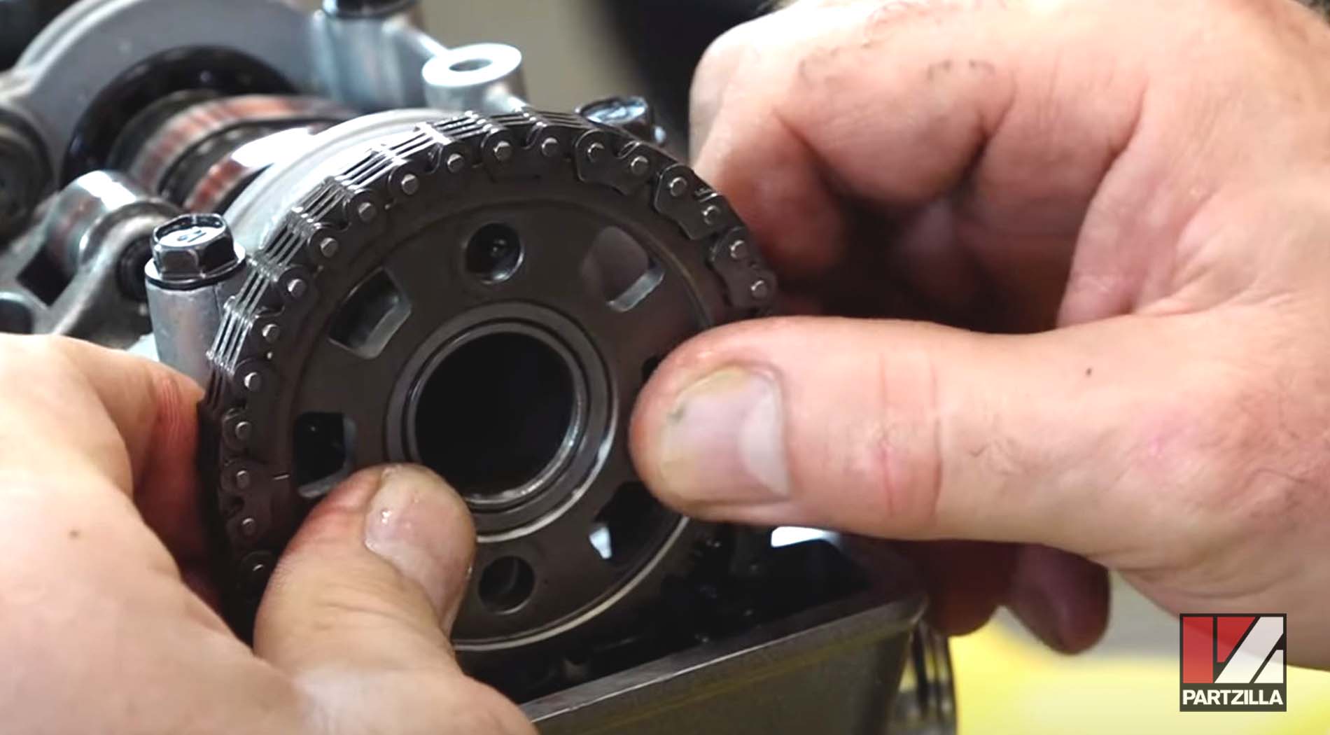 Honda CRF450 engine rebuild install timing gear