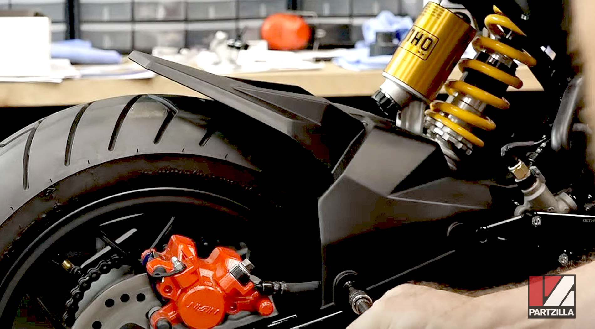 Honda Grom aftermarket suspension upgrades shock absorber installation