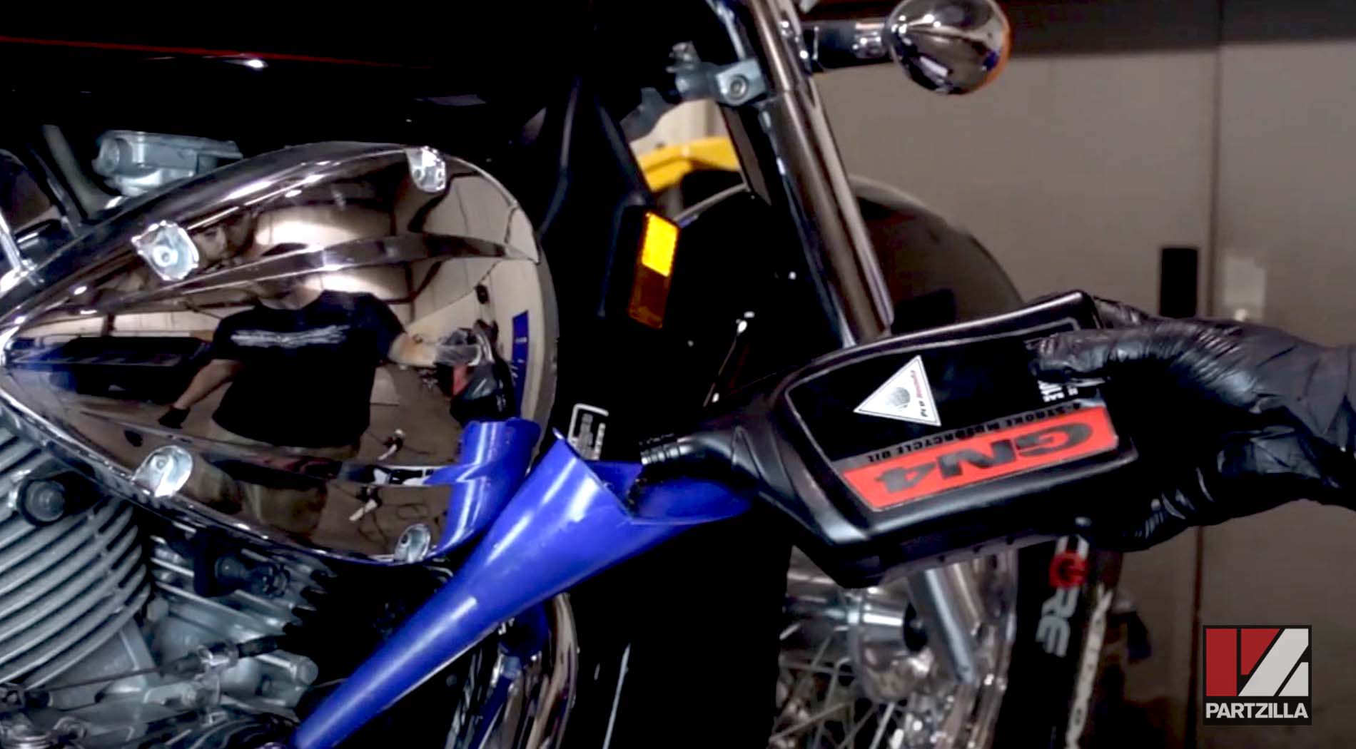 Honda Shadow 750 motorcycle oil change 