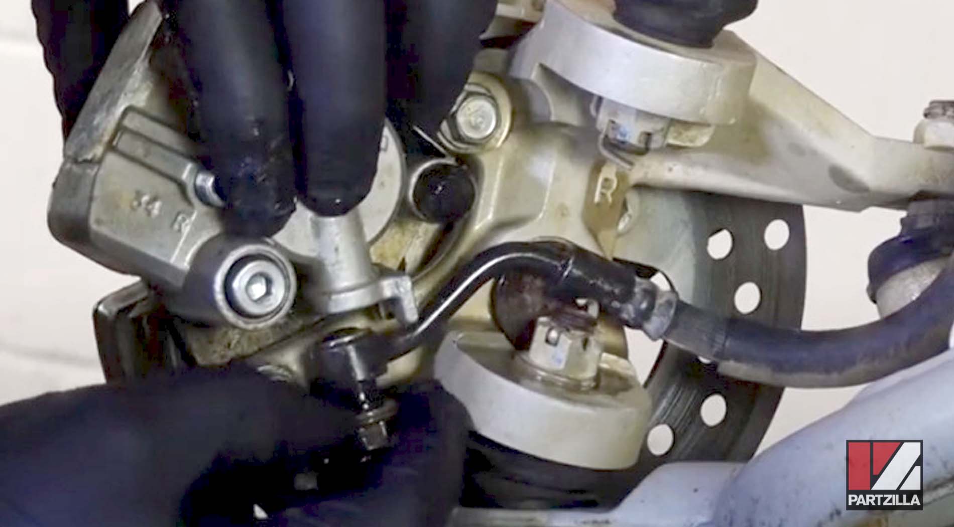 Honda ATV front caliper rebuild brake line removal