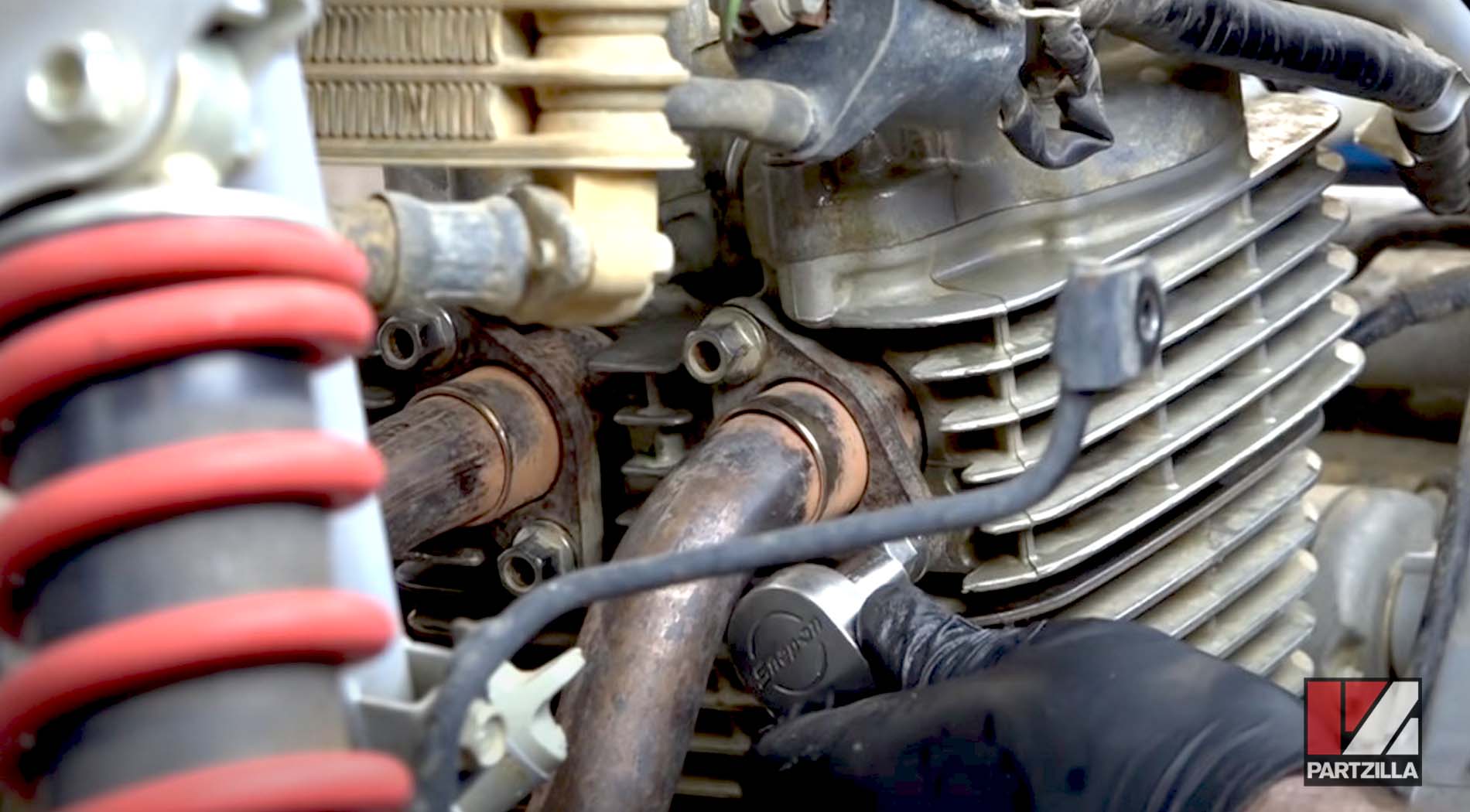 Honda TRX400 engine rebuild exhaust installation