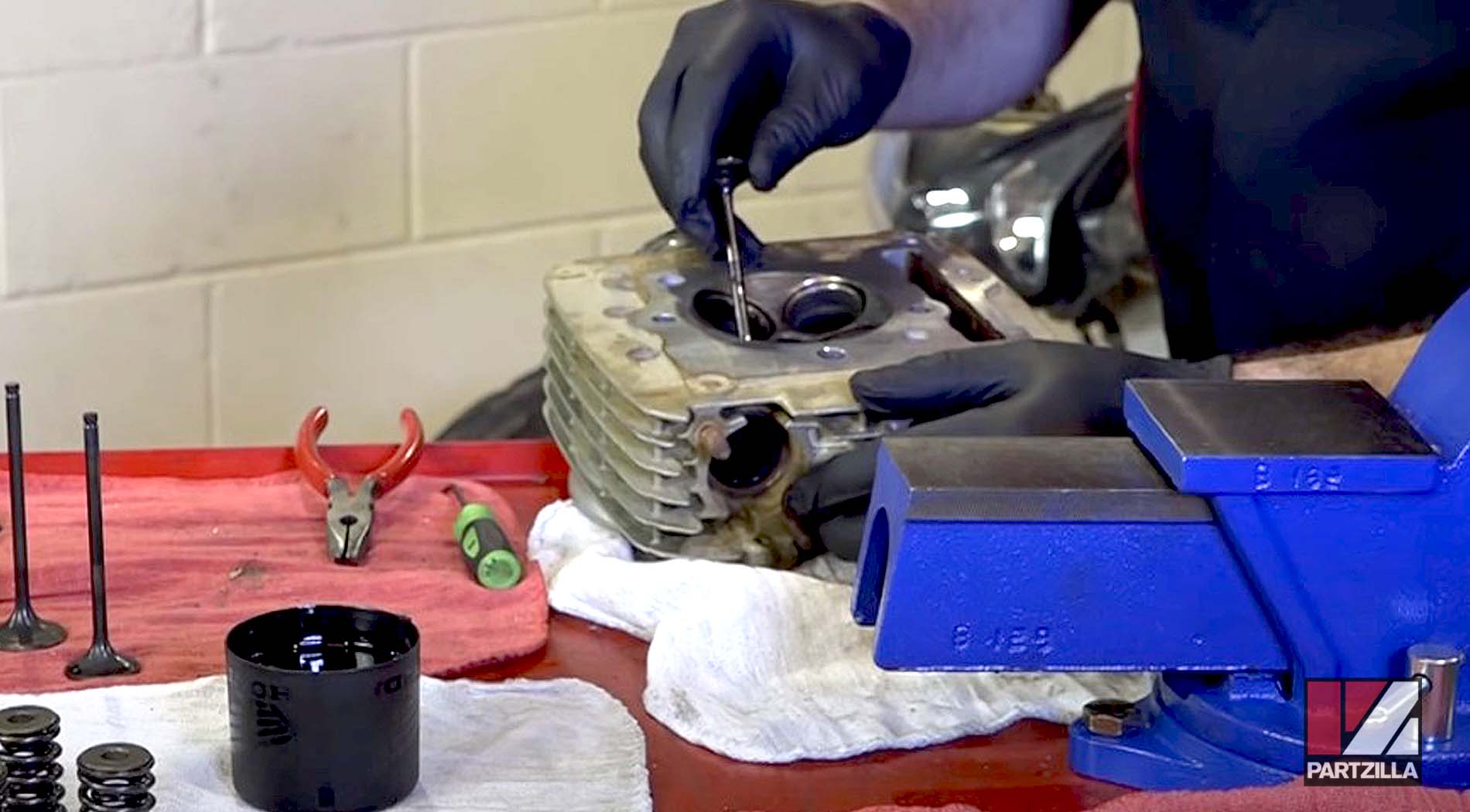 Honda TRX400 top end rebuild valve installation