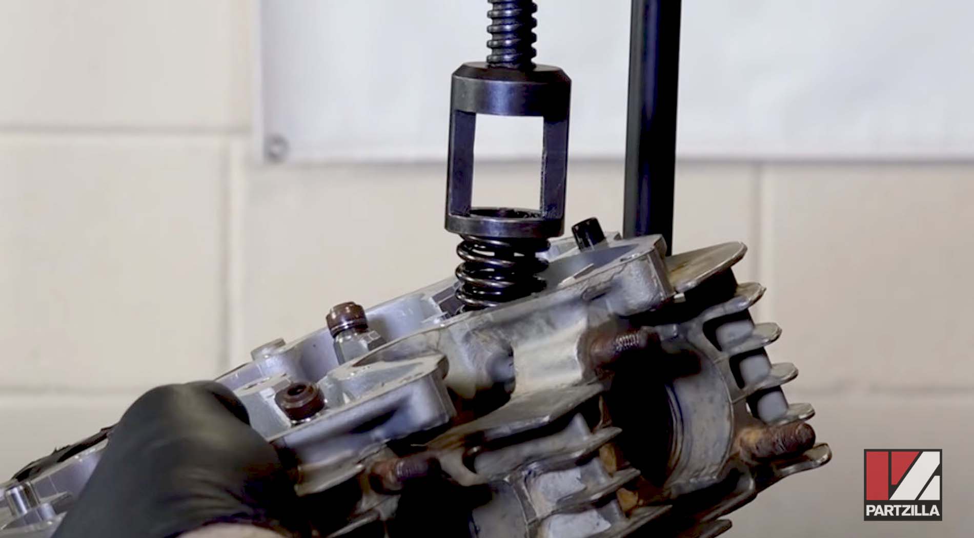 Honda TRX400 top end rebuild valve spring compressor