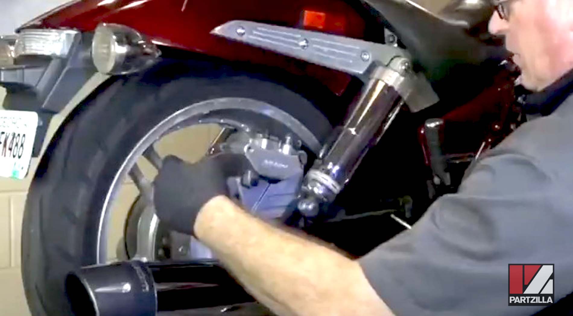 Honda VTX 1800 rear brake pad removal