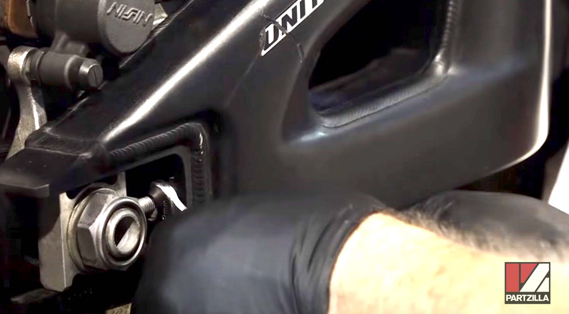 Honda CBR 600RR motorcycle chain adjustment