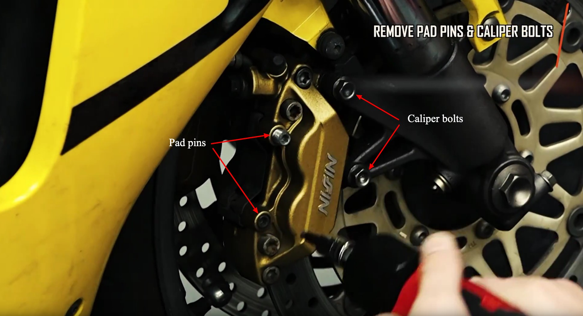 Honda CBR motorcycle brake pad pins and caliper bolts
