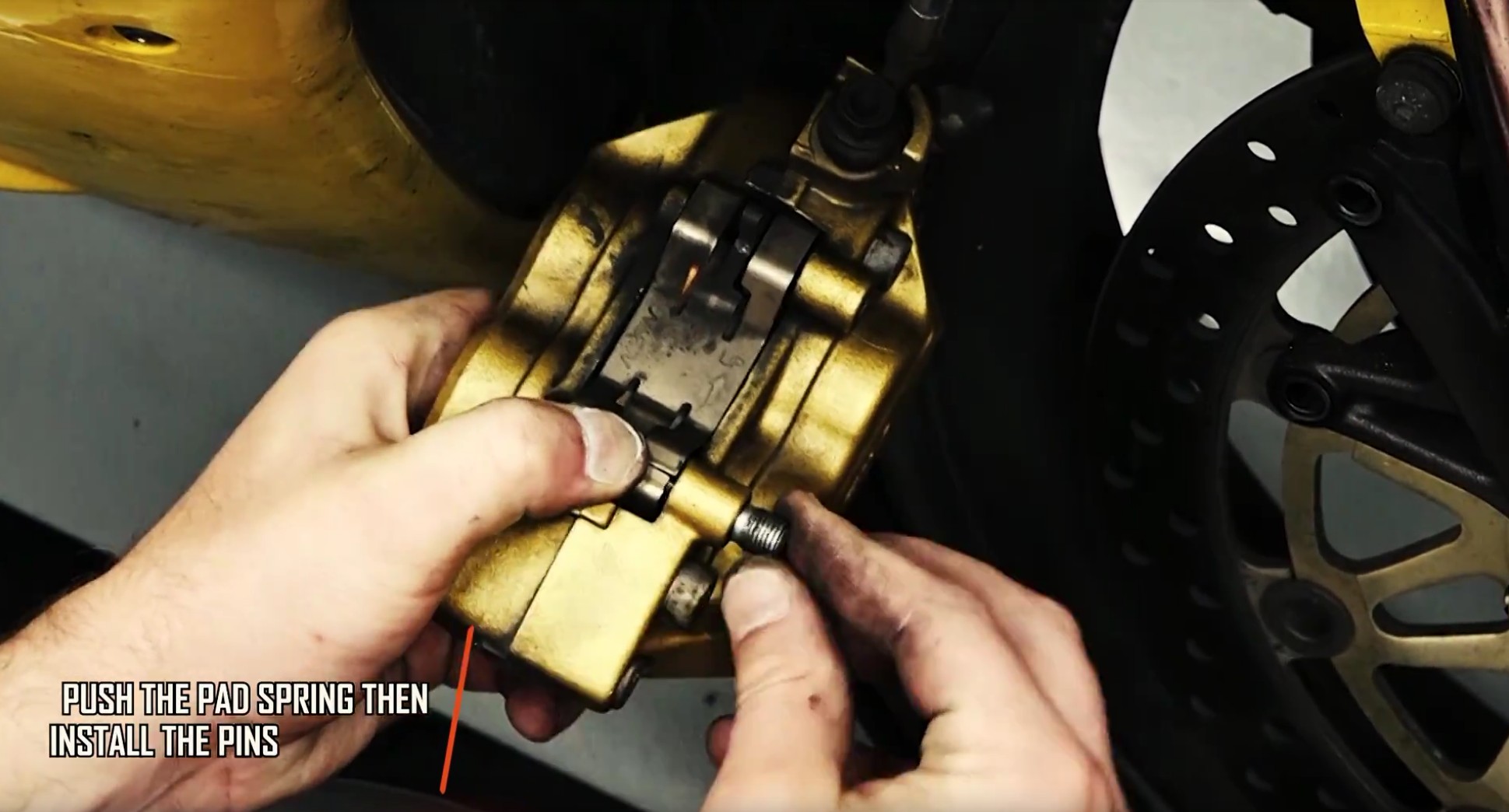 Honda CBR motorcycle front brake pad install