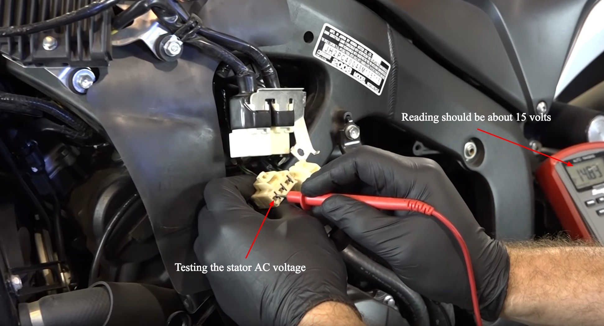 Honda CBR 600 charging system testing