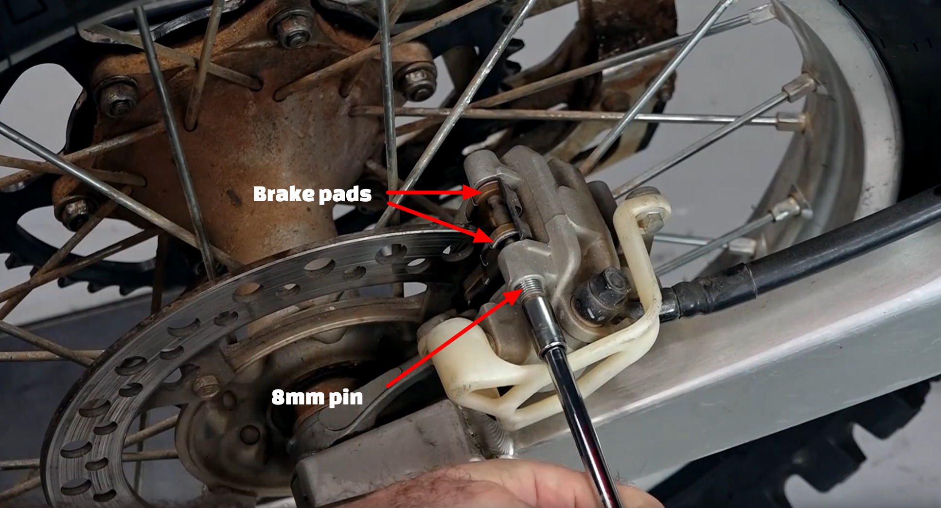 Honda CRF450 dirt bike brake pads change