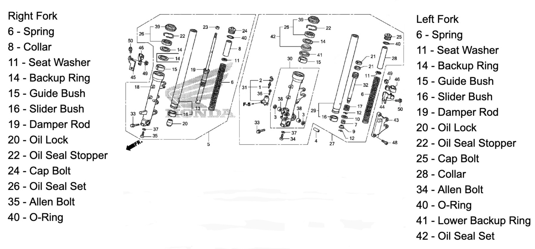 Honda Goldwing fork seals parts diagram