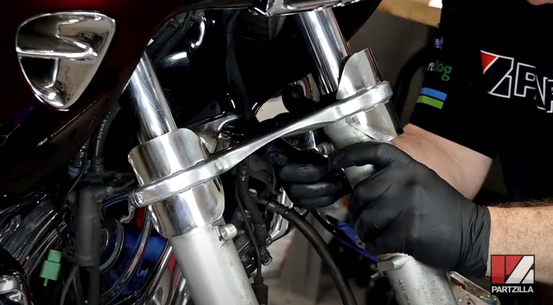 Honda Goldwing steering bearing replacement fork brace removal